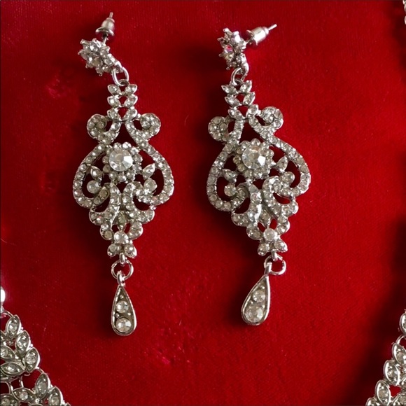 Bridal Art Deco Crystal Necklace Earring LAST ONE! - Picture 3 of 3